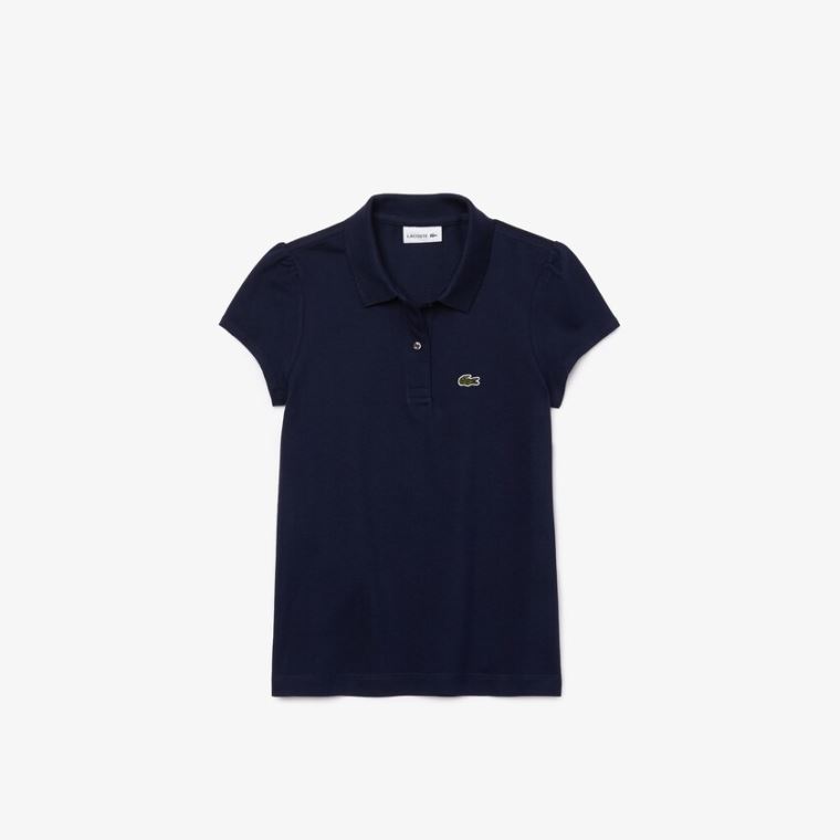 Lacoste Scalloped Collar Mini Piqué Polo Shirt Azul Marinho Azuis | l6yU9XnC