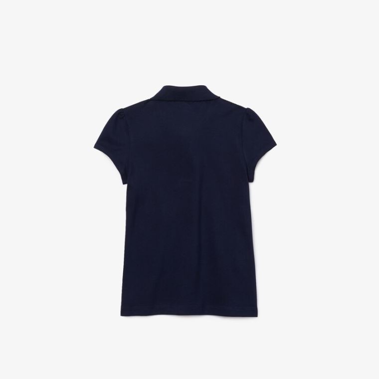 Lacoste Scalloped Collar Mini Piqué Polo Shirt Azul Marinho Azuis | l6yU9XnC