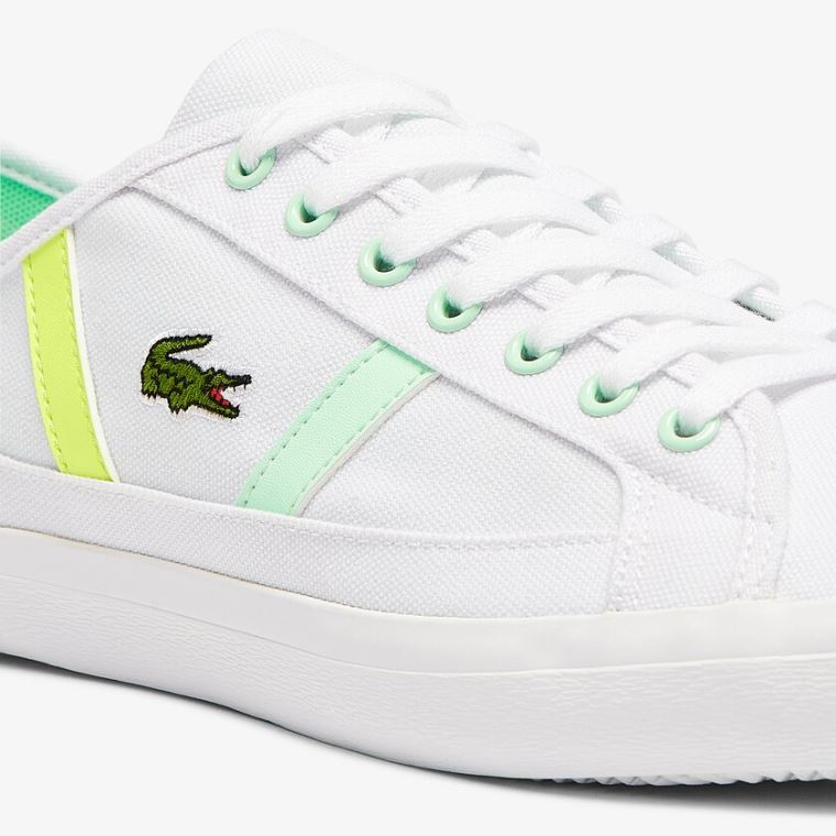 Lacoste Sideline Lona Sneakers Branco Luz Verdes | p9IXwu7M