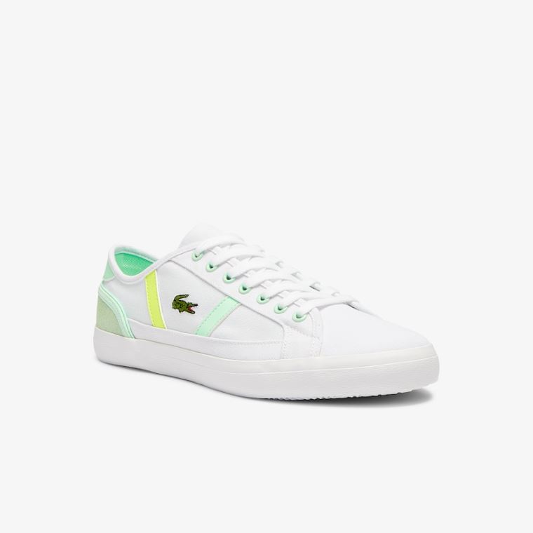 Lacoste Sideline Lona Sneakers Branco Luz Verdes | p9IXwu7M