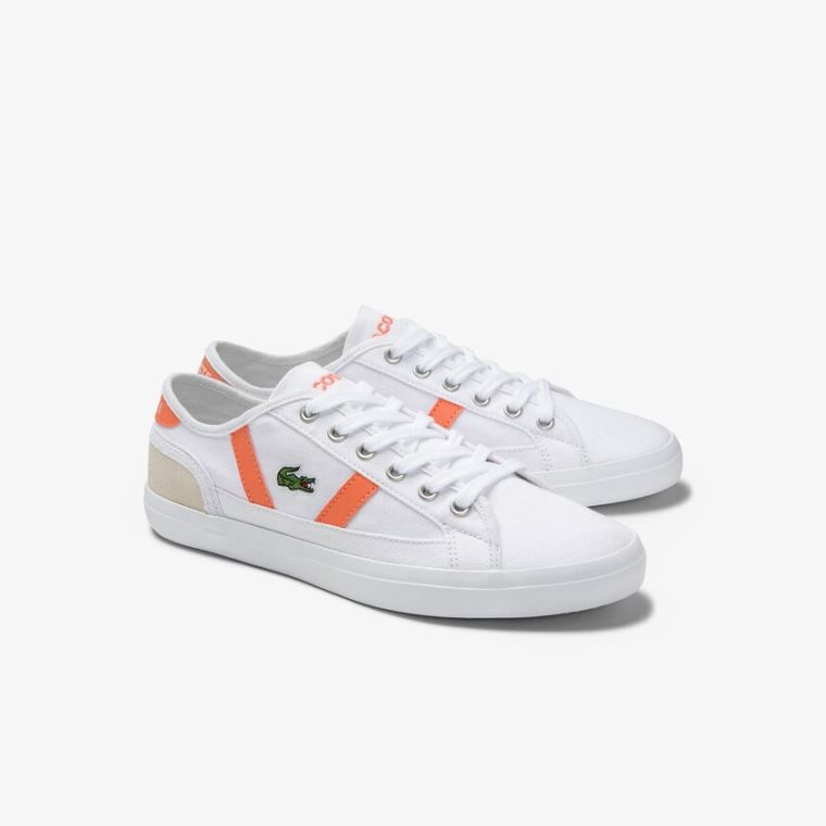 Lacoste Sideline Lona and Camurça Sneakers Branco Laranja | viV9kEdW