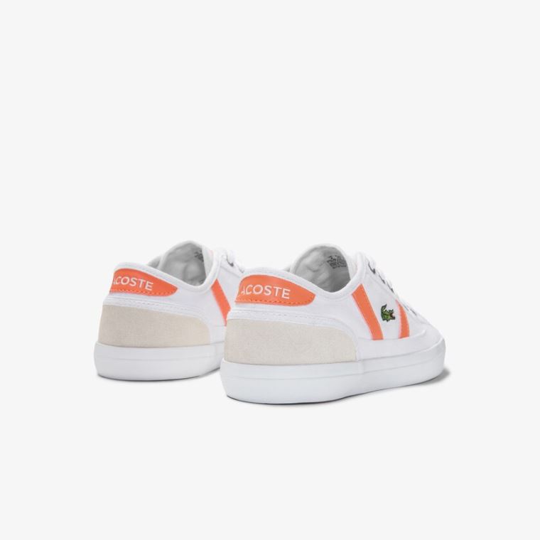 Lacoste Sideline Lona and Camurça Sneakers Branco Laranja | viV9kEdW