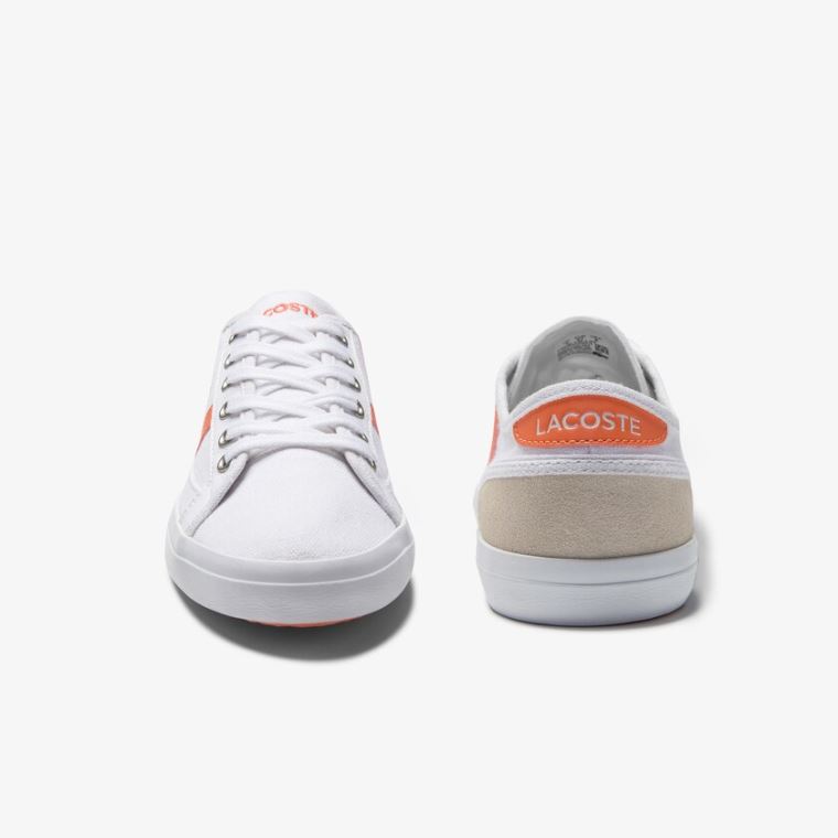 Lacoste Sideline Lona and Camurça Sneakers Branco Laranja | viV9kEdW