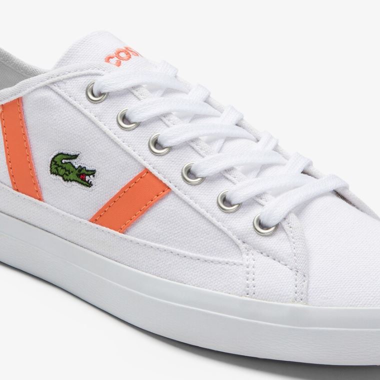 Lacoste Sideline Lona and Camurça Sneakers Branco Laranja | viV9kEdW