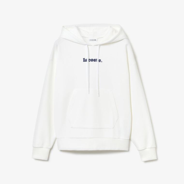 Lacoste Signature Largos Encapuzado Fleece Sweatshirt Branco | Breu3CC7