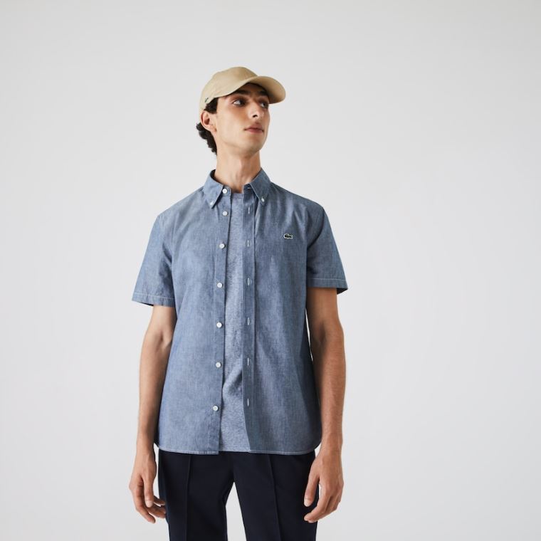 Lacoste Slim Fit Algodão Chambray Shirt Azuis | usP8x8Ft