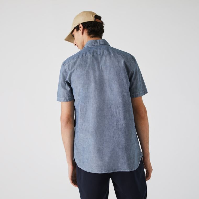 Lacoste Slim Fit Algodão Chambray Shirt Azuis | usP8x8Ft