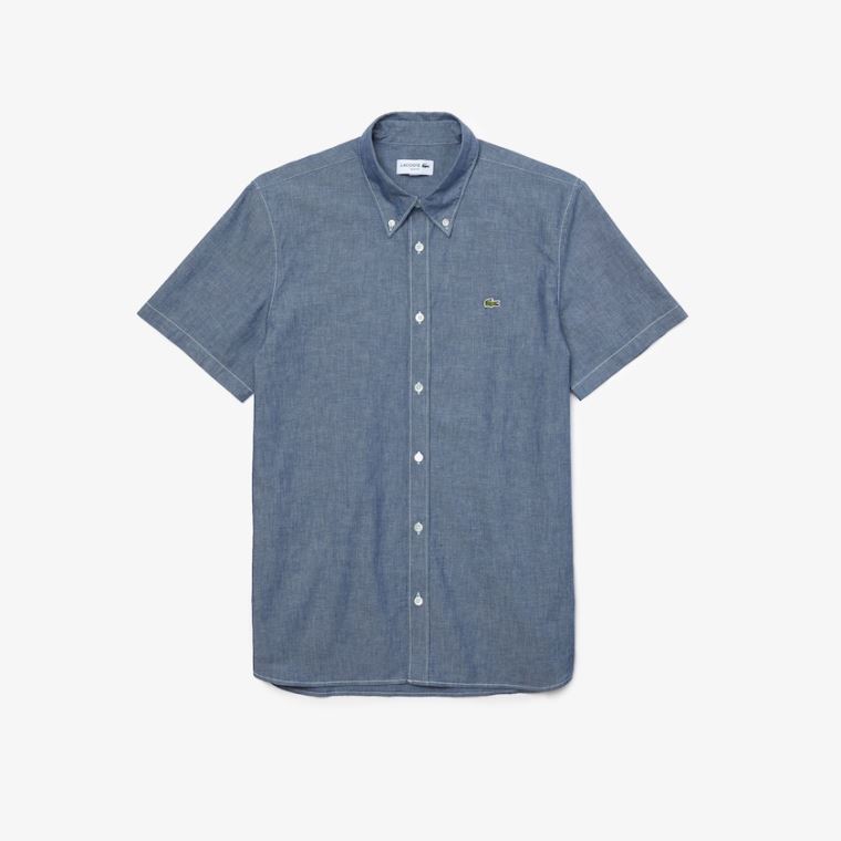 Lacoste Slim Fit Algodão Chambray Shirt Azuis | usP8x8Ft