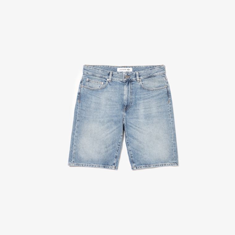 Lacoste Slim Fit Algodão Denim Bermuda Shorts Azuis | AM9cVaun