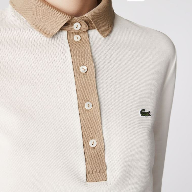 Lacoste Slim Fit Algodão Polo Shirt Branco Bege | P6ftmqaK