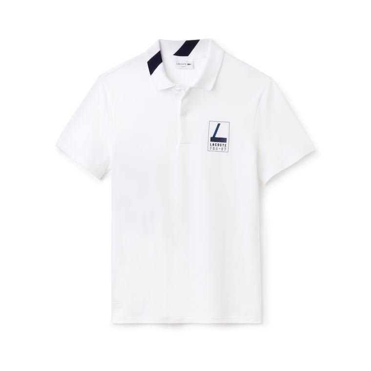 Lacoste Slim Fit Lettering Stretch Mini Piqué Polo Branco Azul Marinho Azuis | 1n86uFEb