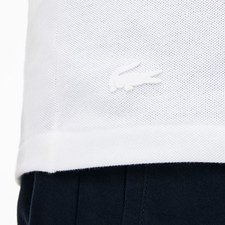 Lacoste Slim Fit Lettering Stretch Mini Piqué Polo Branco Azul Marinho Azuis | 1n86uFEb