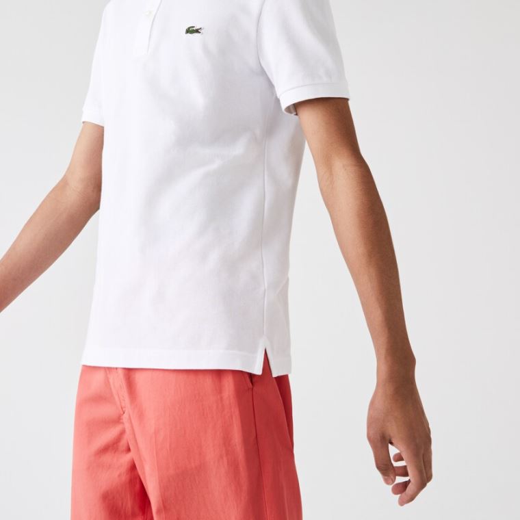 Lacoste Slim Fit Polo in Petit Piqué Branco | uERaMOit