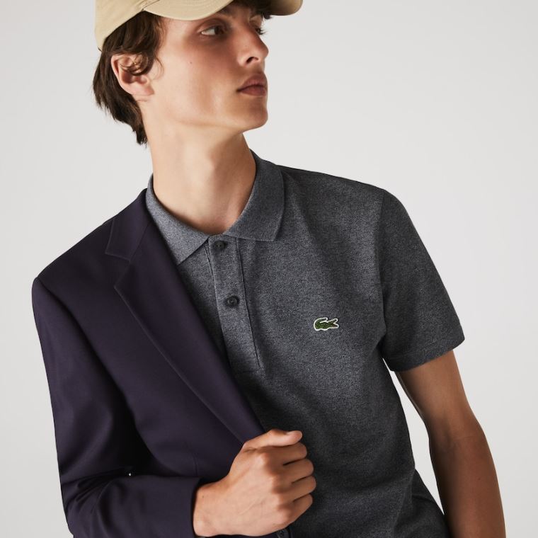 Lacoste Slim Fit Polo in Petit Piqué Cinzentas | GkupGr1m