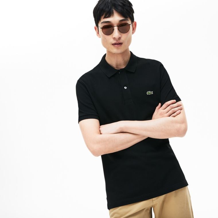 Lacoste Slim Fit Polo in Petit Piqué Pretas | pWU6NmS9