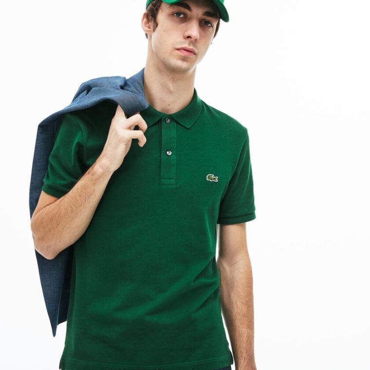 Lacoste Slim Fit Polo in Petit Piqué Verdes | D8KwRug0