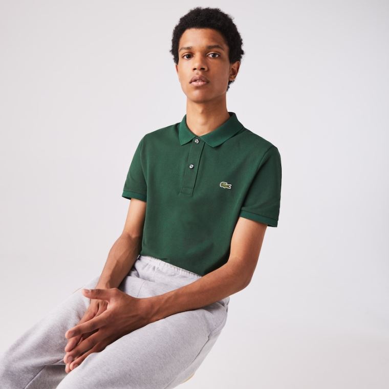 Lacoste Slim Fit Polo in Petit Piqué Verdes | D8KwRug0