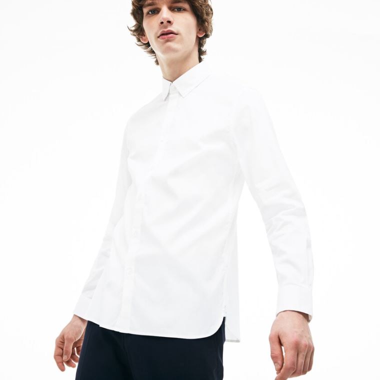 Lacoste Slim Fit Stretch Algodão Pinpoint Shirt Branco | 9kmbxGAJ