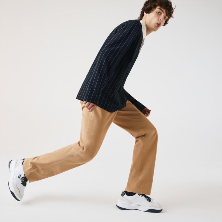 Lacoste Slim Fit Stretch Algodão Pleated Chino Pants Bege | pcQVhBHJ