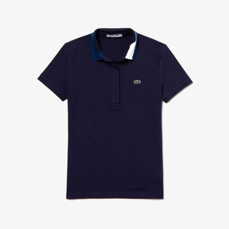 Lacoste Slim Fit Stretch Piqué Polo Shirt Azul Marinho Azuis | xG6WYkqo