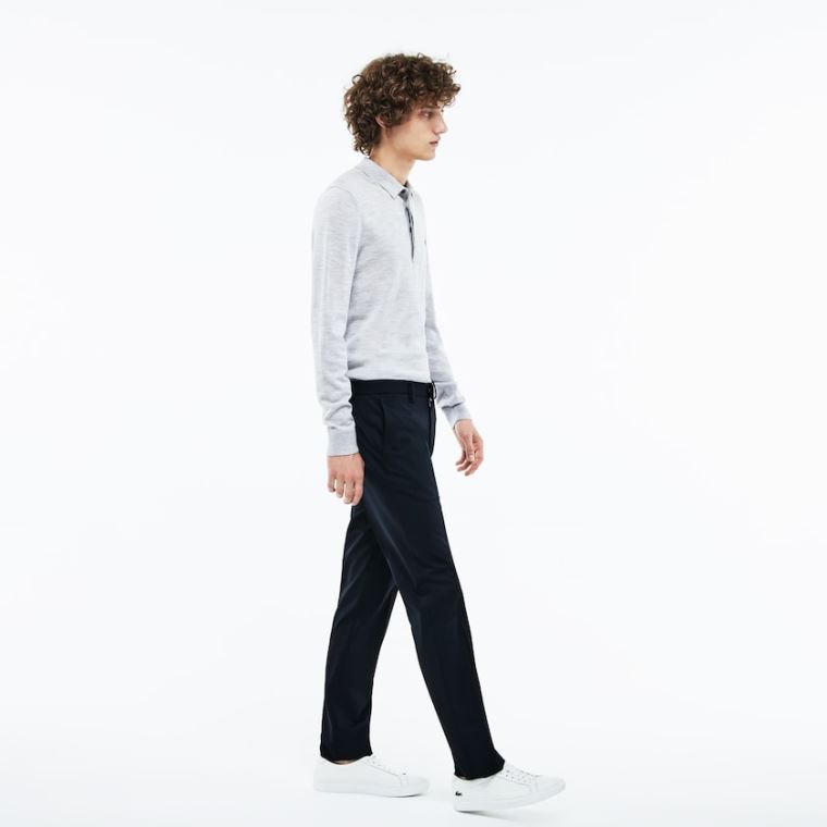 Lacoste Slim Fit Stretch Twill Chino Pants Azul Marinho Azuis | UxKfp1EC