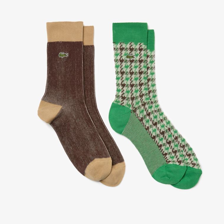 Lacoste Sock Two-Pack Bege Verdes Marrom Bege | nCpUpwtv