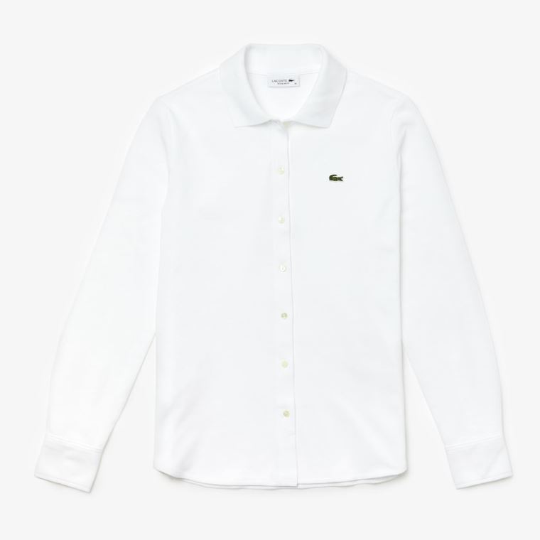 Lacoste Soft Algodão Oxford Estilo Polo Shirt Branco | 7e1rPaj1