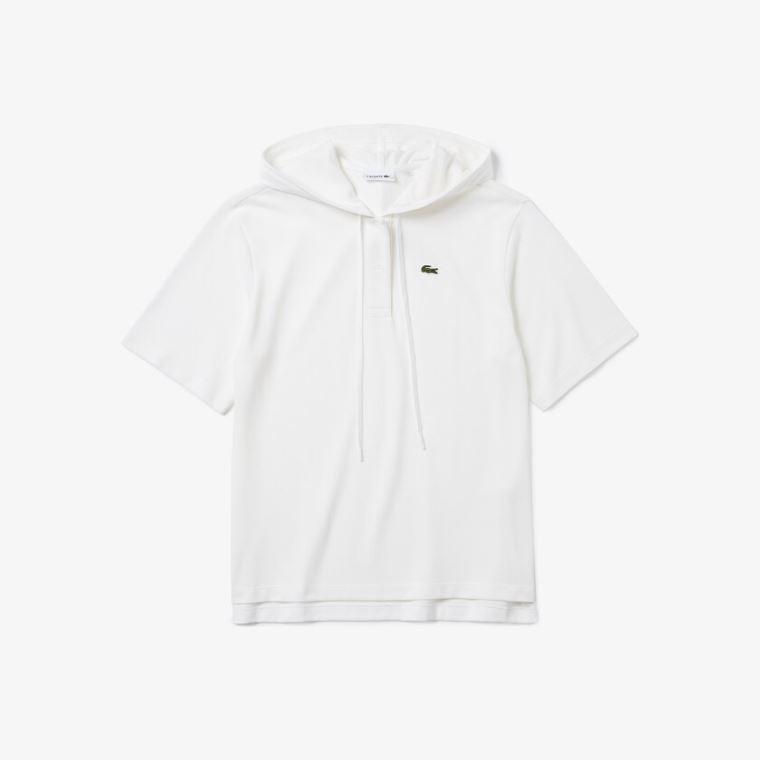 Lacoste Solid Algodão Piqué Encapuzado Polo Shirt Branco | l5Mqb7wl