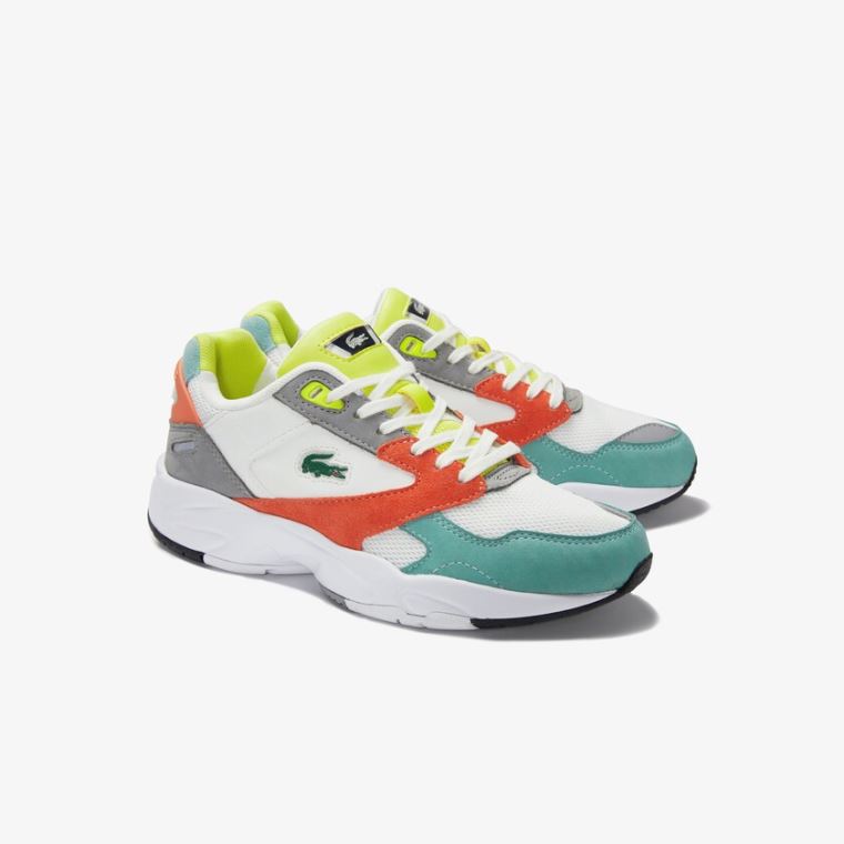 Lacoste Storm 96 LO Mesh and Couro Sneakers Laranja Luz Verdes | UO5CeXzq