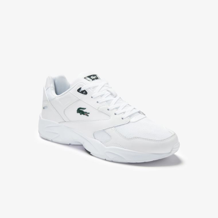 Lacoste Storm 96 LO Texteis and Couro Sneakers Branco Verdes Escuro | GjAtsESt