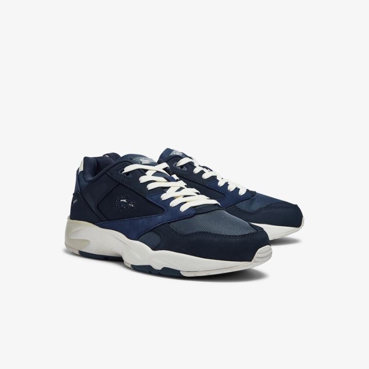 Lacoste Storm 96 Lo Nubuck Couro Sneakers Azul Marinho | L6439AoA