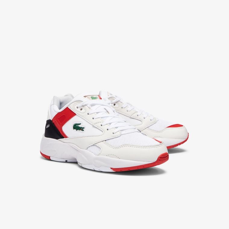 Lacoste Storm 96 Lo Sintético and Couro Sneakers Branco Vermelhas | MxPr9rxC