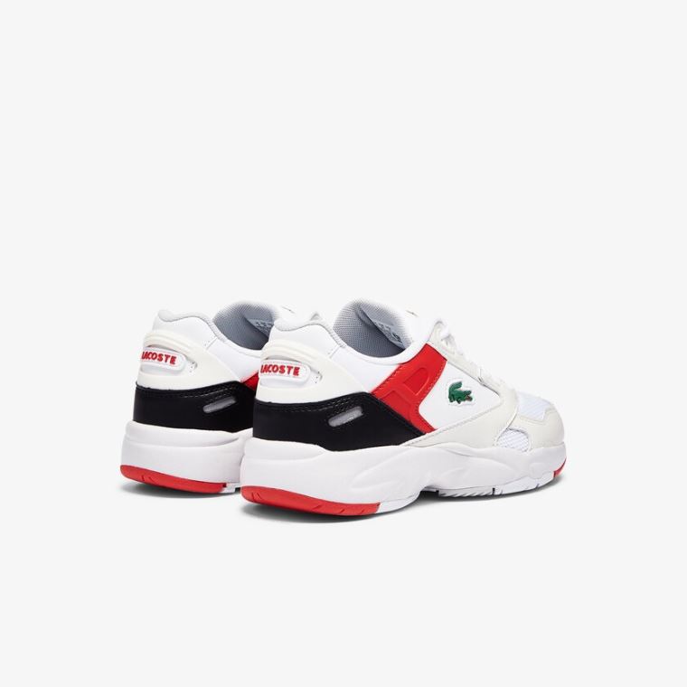 Lacoste Storm 96 Lo Sintético and Couro Sneakers Branco Vermelhas | MxPr9rxC