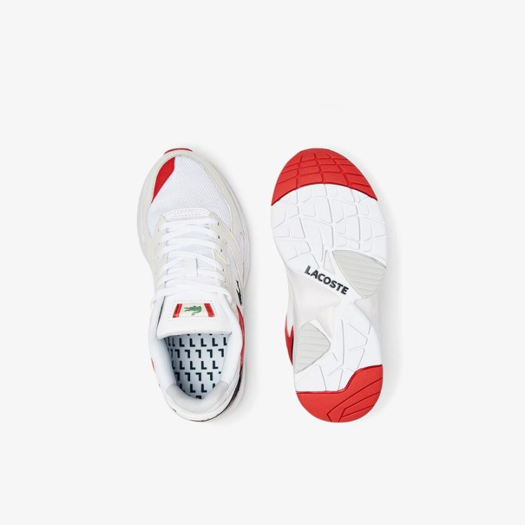 Lacoste Storm 96 Lo Sintético and Couro Sneakers Branco Vermelhas | MxPr9rxC