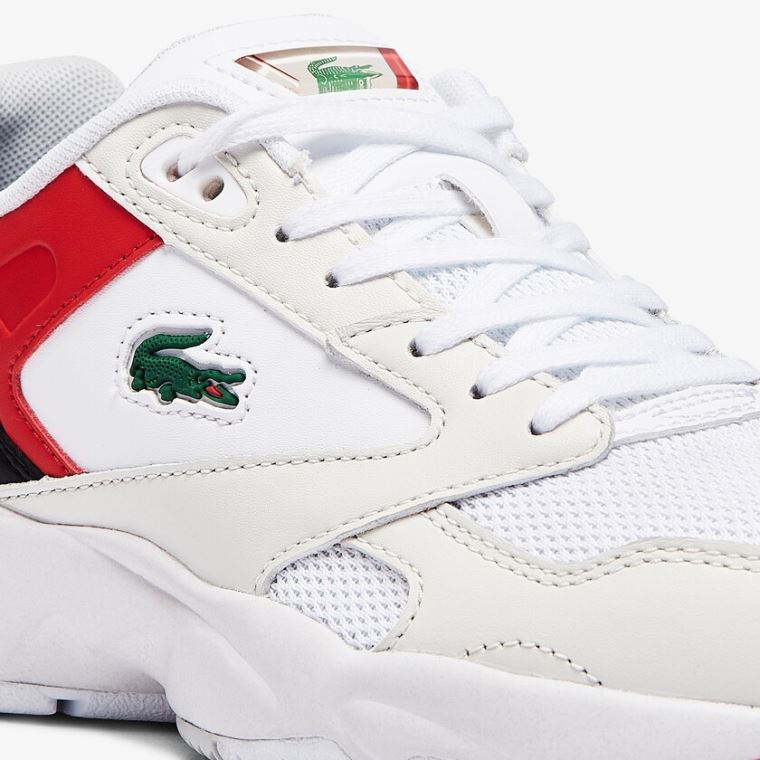 Lacoste Storm 96 Lo Sintético and Couro Sneakers Branco Vermelhas | MxPr9rxC