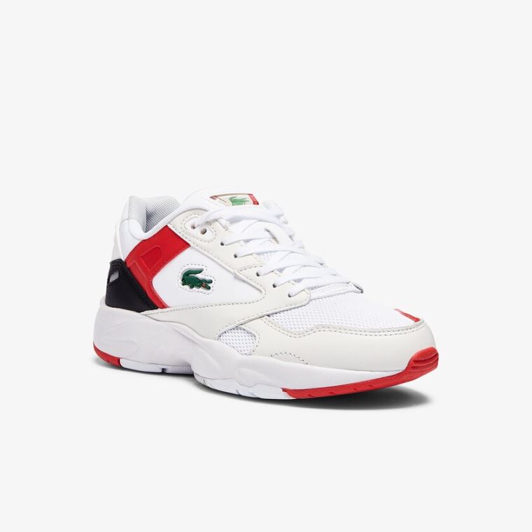 Lacoste Storm 96 Lo Sintético and Couro Sneakers Branco Vermelhas | MxPr9rxC