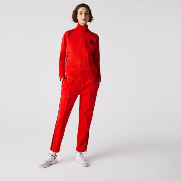 Lacoste Straight Cut Contrast Bands Tracksuit Pants Vermelhas Azuis Vermelhas | VLjHsU7s