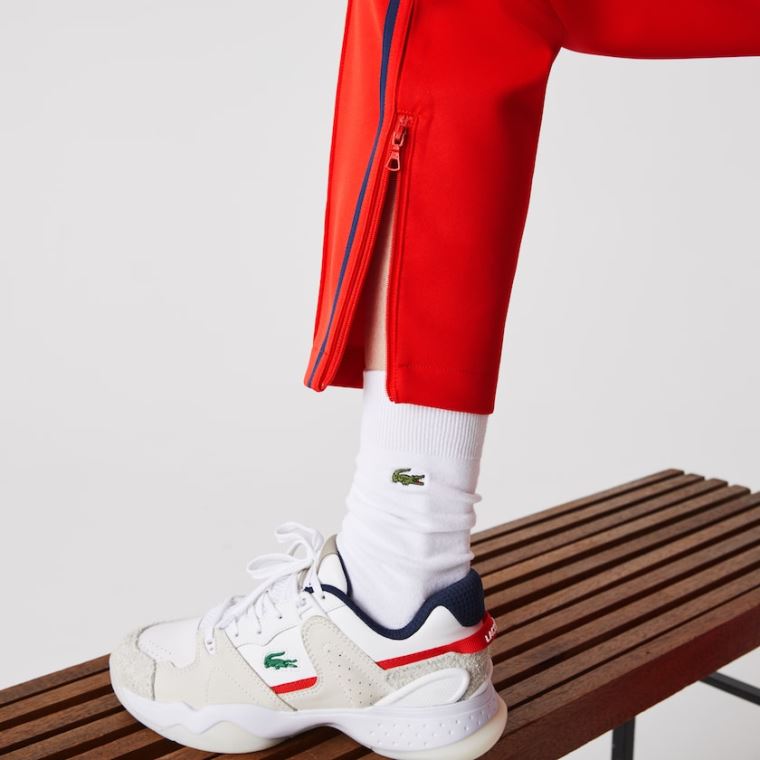 Lacoste Straight Cut Contrast Bands Tracksuit Pants Vermelhas Azuis Vermelhas | VLjHsU7s