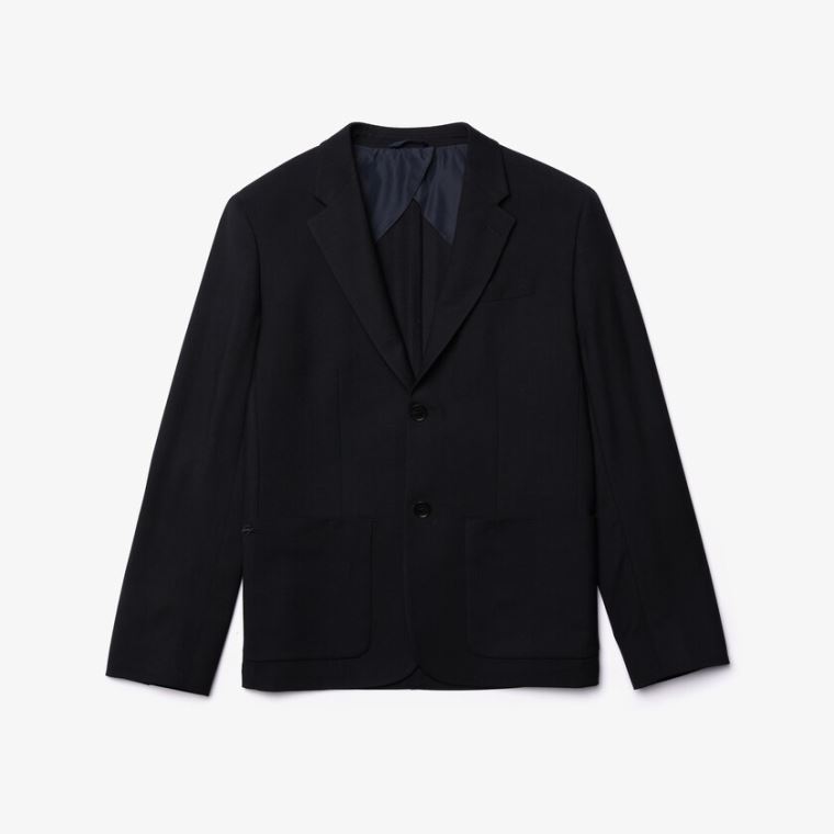 Lacoste Straight-Cut Wool Jacket Azul Marinho Azuis | WXVDx0KG