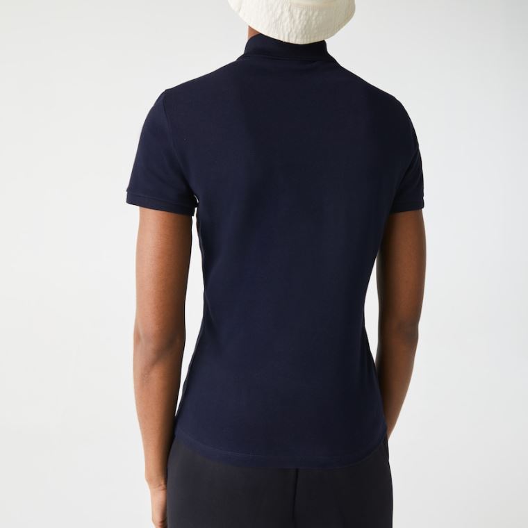 Lacoste Stretch Algodão Piqué Polo Shirt Azul Marinho Azuis | IeUsVVSH