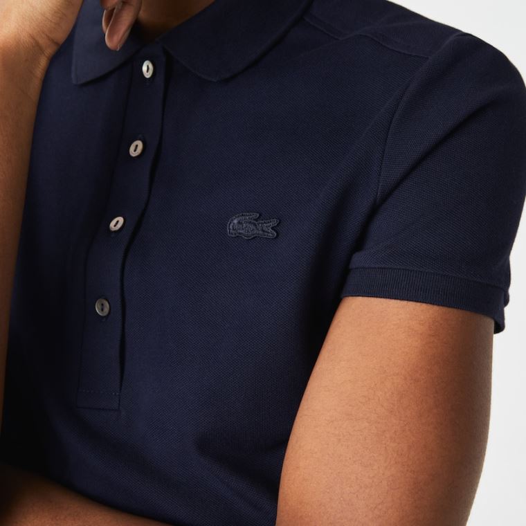 Lacoste Stretch Algodão Piqué Polo Shirt Azul Marinho Azuis | IeUsVVSH