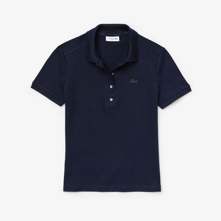 Lacoste Stretch Algodão Piqué Polo Shirt Azul Marinho Azuis | IeUsVVSH