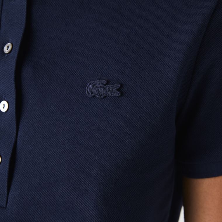 Lacoste Stretch Algodão Piqué Polo Shirt Azul Marinho Azuis | IeUsVVSH