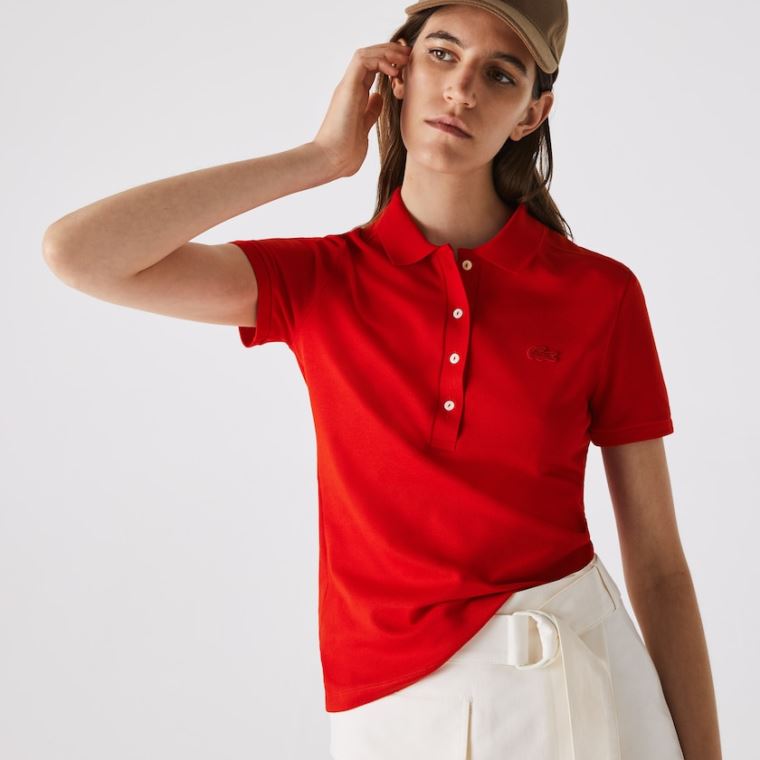 Lacoste Stretch Algodão Piqué Polo Shirt Vermelhas | y69kckLS