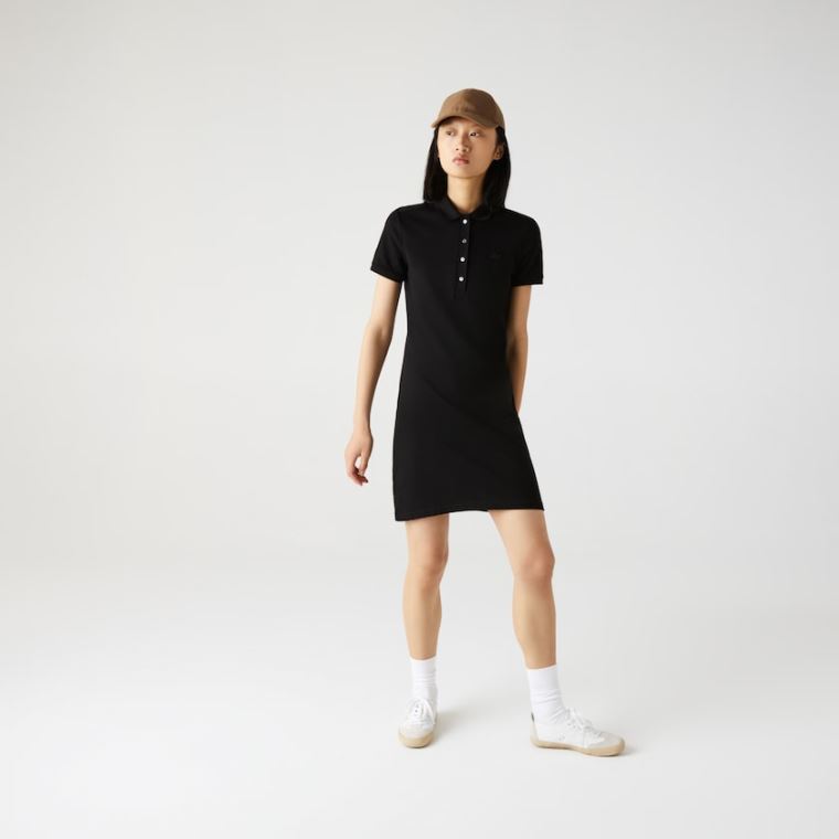 Lacoste Stretch Algodão Piqué Polo Vestidos Pretas | MlOffh54