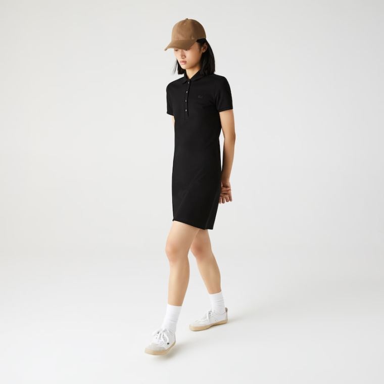 Lacoste Stretch Algodão Piqué Polo Vestidos Pretas | MlOffh54