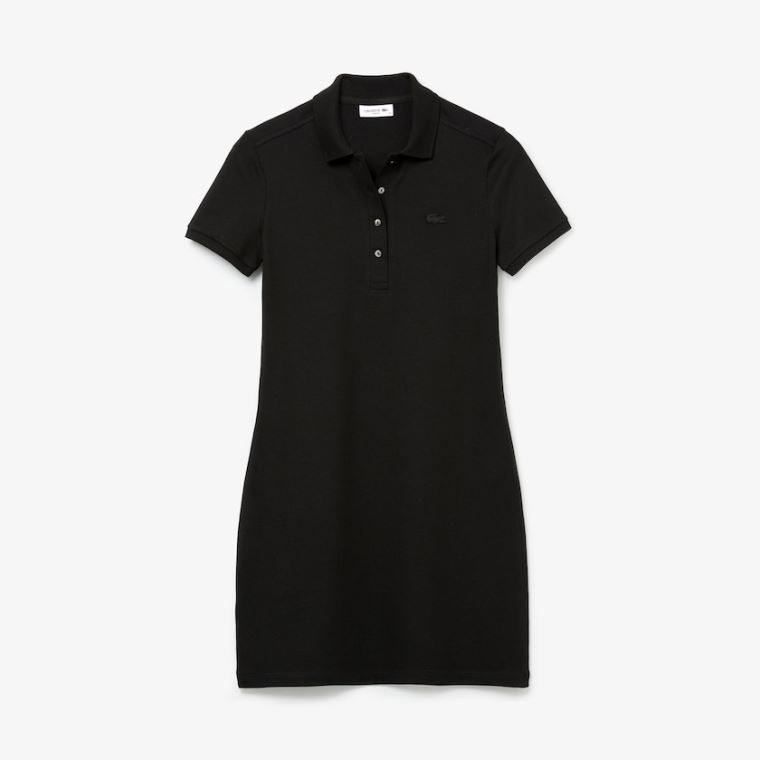 Lacoste Stretch Algodão Piqué Polo Vestidos Pretas | MlOffh54