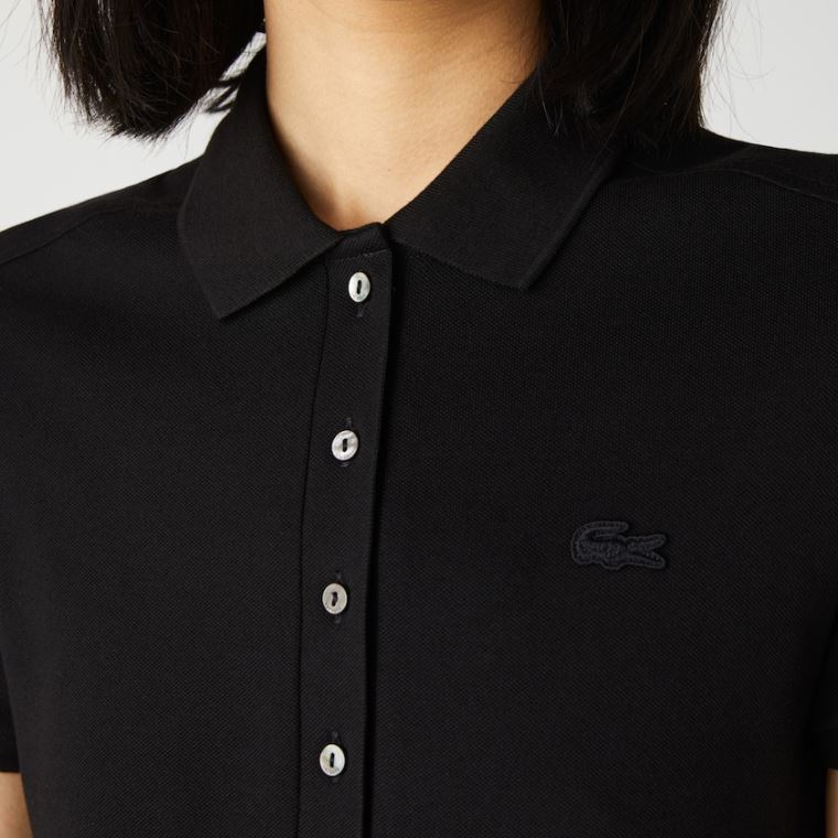 Lacoste Stretch Algodão Piqué Polo Vestidos Pretas | MlOffh54