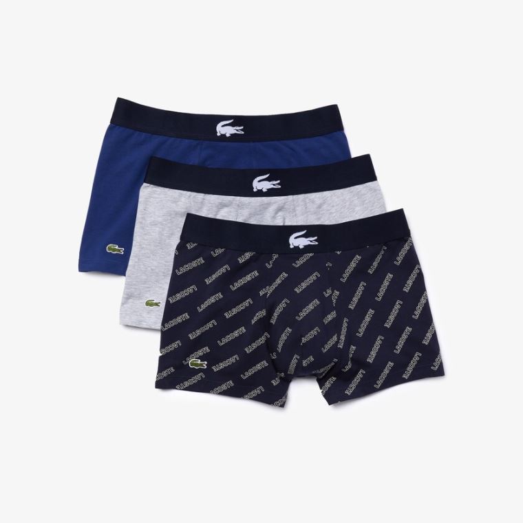 Lacoste Stretch Algodão Trunk 3-Pack Azul Marinho Azuis Branco Cinzentas Azul Marinho Azuis | hYAuFEqp