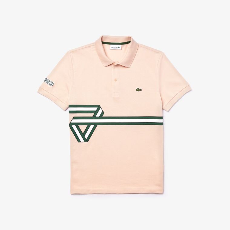 Lacoste Stripe Print Polo Shirt Luz Rosa | NQ7lw4Mz